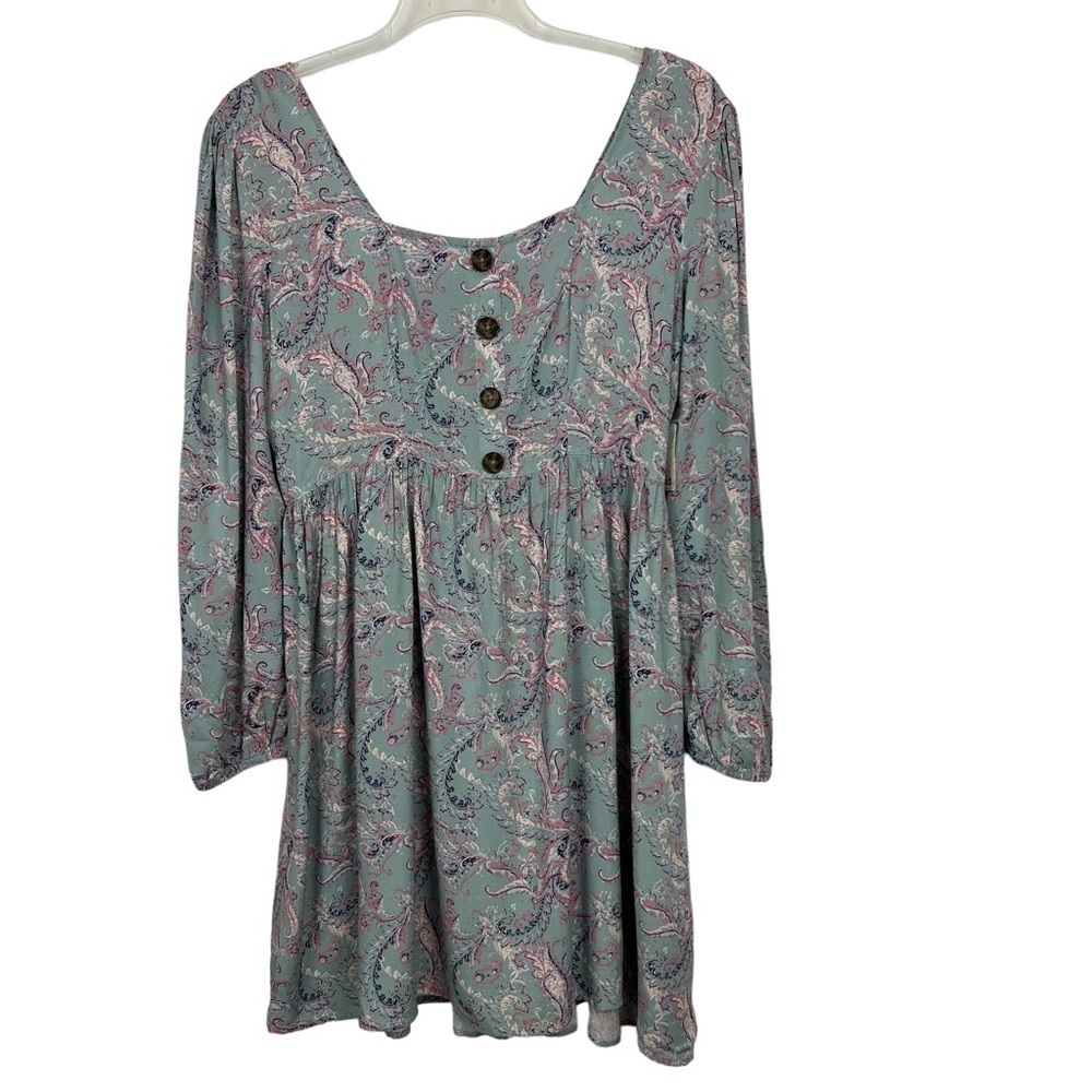 NWT MUDD Junior Women’s Pullover Babydoll Dress Sz Large Multi Color Floral LS